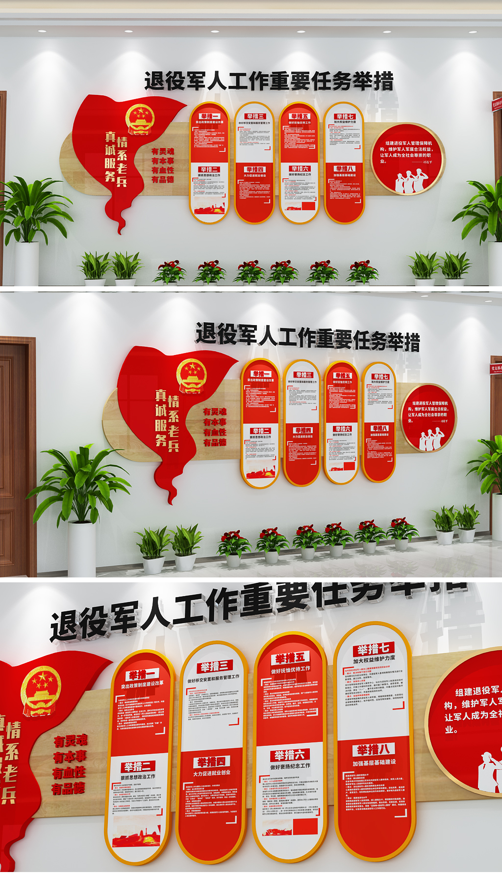 新时代退役军人工作重要任务举措党建文化墙