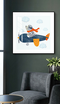 花纹图案-卡通熊开飞机趣味创意儿童房动画童趣花纹图案家居数码图案