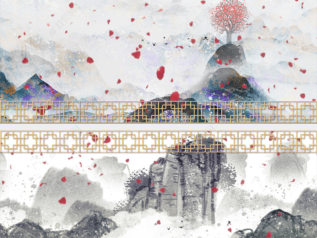 中国风山水GAI歌曲苦行僧演唱表演舞台背景视