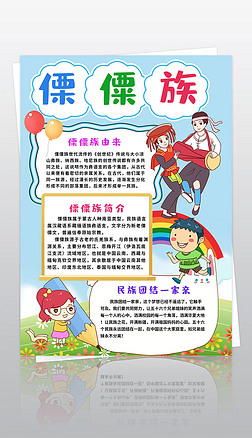 竖版傈僳族小报56个民族少数服饰特色习俗民族电子版手抄报