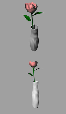 花瓶花朵花瓣摆件装饰品玫瑰花插花犀牛模型