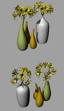 花瓶花朵插花装饰品植物花瓣犀牛模型