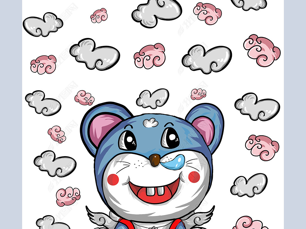 卡通风飞天小鼠手机壳图案设计