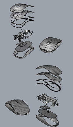 鼠标爆炸图分解图带内部结构犀牛模型3d模型obj模型