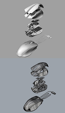 鼠标带内部结构爆炸图零件犀牛模型3d模型obj模型