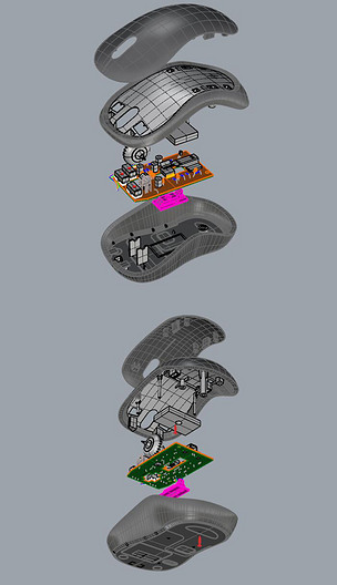 鼠标爆炸图带内部结构电路板芯片犀牛模型