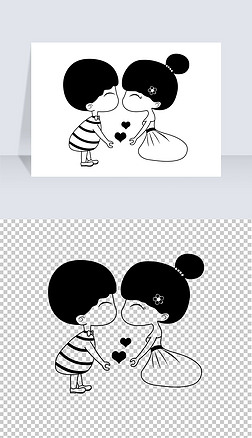 情侣png透明q版卡通人物设计免扣素材