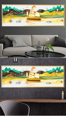 横版一帆风顺装饰画专题模板-横版一帆风顺装饰画图片素材下载-我图网