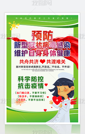 武汉加油预防新型冠状病毒感染肺炎宣传海报