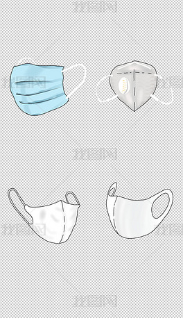 n95口罩卡通手绘防雾霾口罩卡通消毒口罩插画