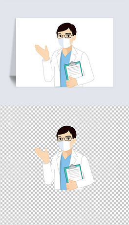 宣传新型冠状男医生戴口罩医务人员卡通简笔画免抠png素材图片