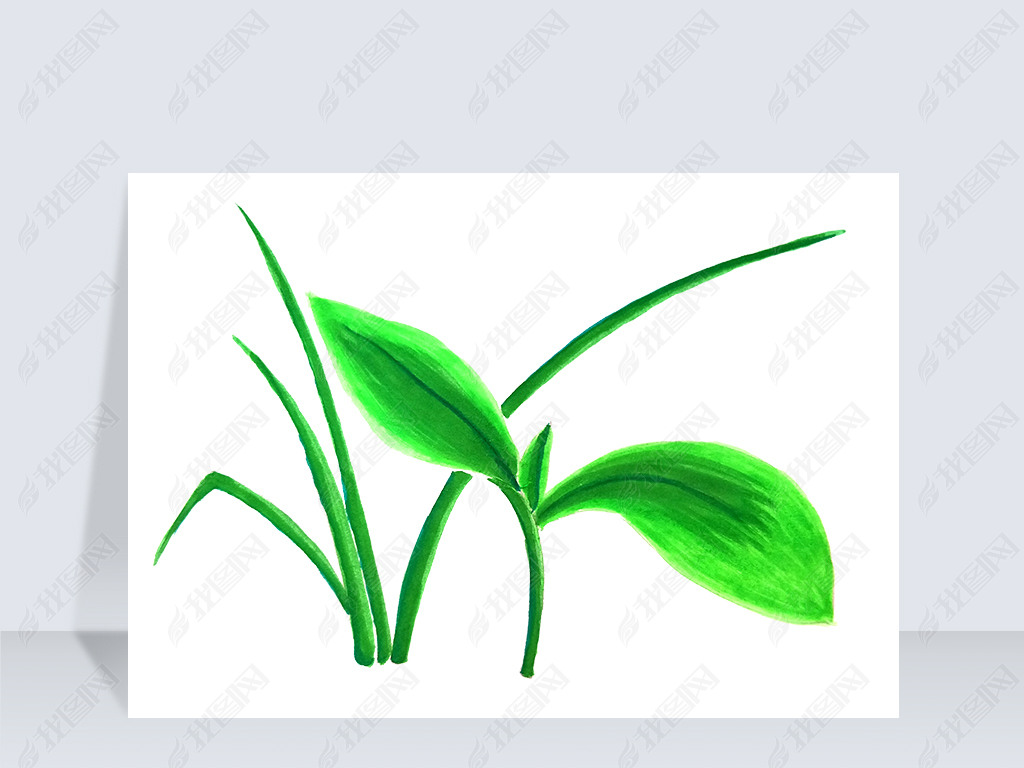 手绘绿草小草png