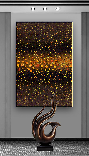 石来运转装饰画现代轻奢晶瓷画金色抽象画入户玄关画