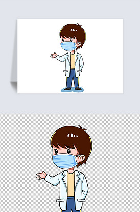 卡通儿童戴口罩png免扣素材