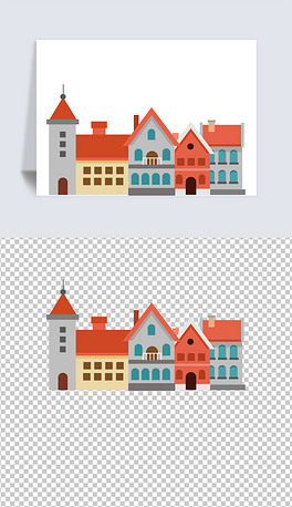 漂亮的卡通洋房西式北欧房子png免抠设计