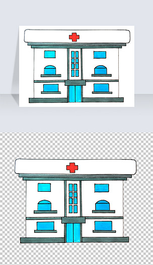 手绘医院大楼png