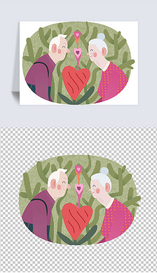 情人节温馨老夫妻png免扣素材