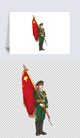 解放军海陆空三军仪仗队护旗手元素png