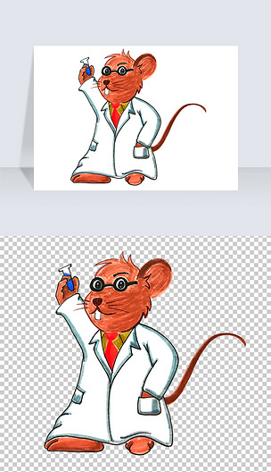 原创手绘卡通老鼠医生png-版权可商用