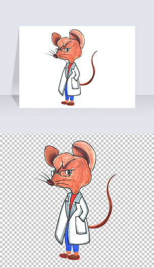 手绘卡通老鼠医生元素png