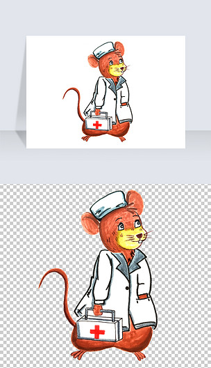手绘老鼠医生png