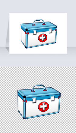 医生卡通素材免抠元素|药箱手绘卡通素材png免扣透明元素急救箱