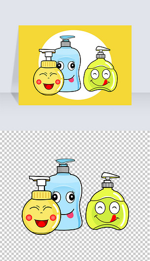 洗手液卡通设计手绘元素png免抠透明元素