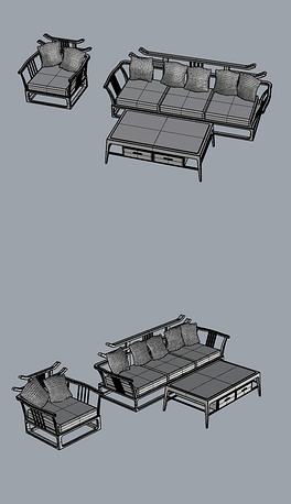 家具餐桌子犀牛模型欧式家具餐桌椅子犀牛模型3d模型obj模型手指椅