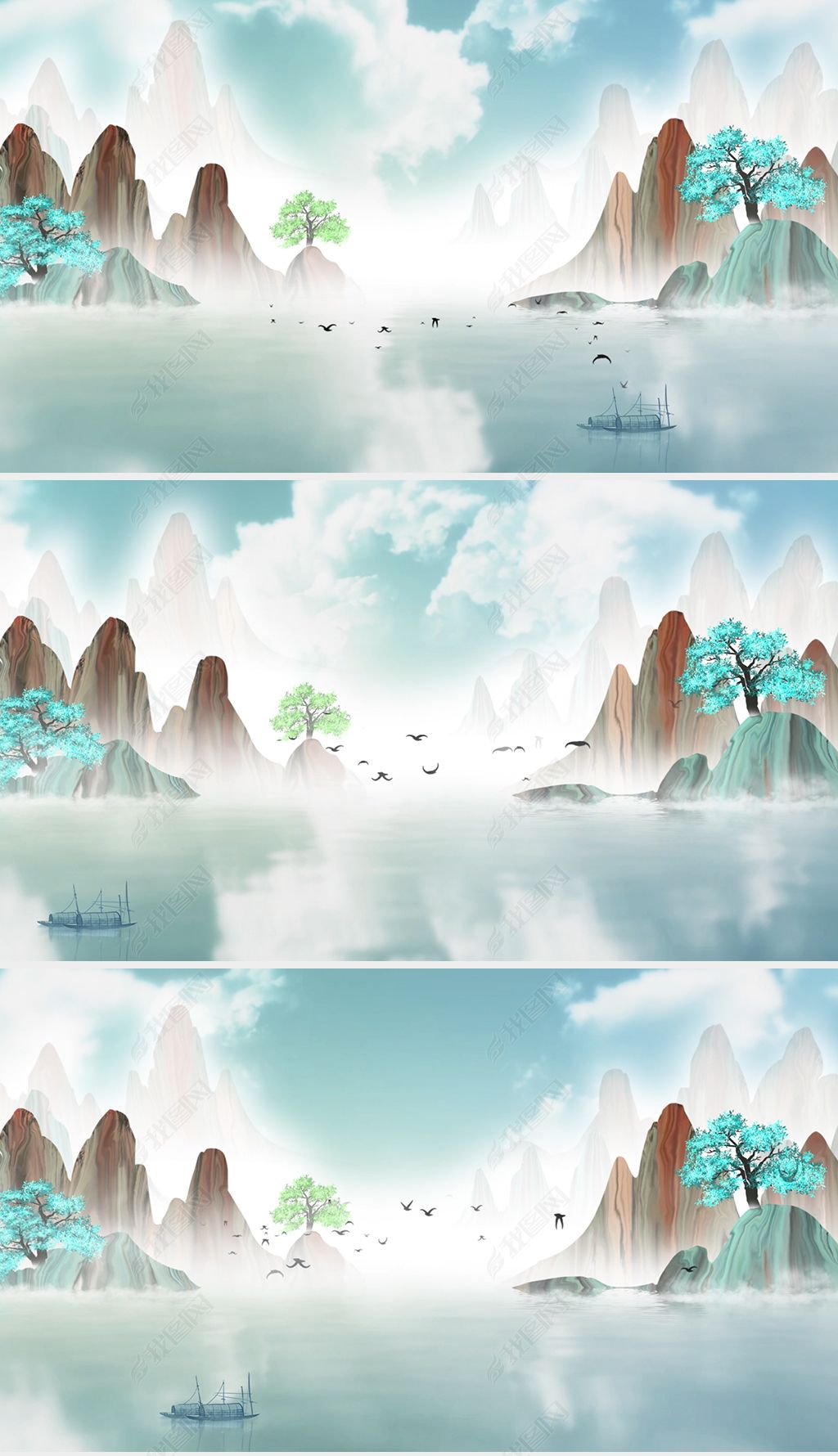 中国风古典山水画风景led舞台背景视频下载-编号23672206-led视频素材