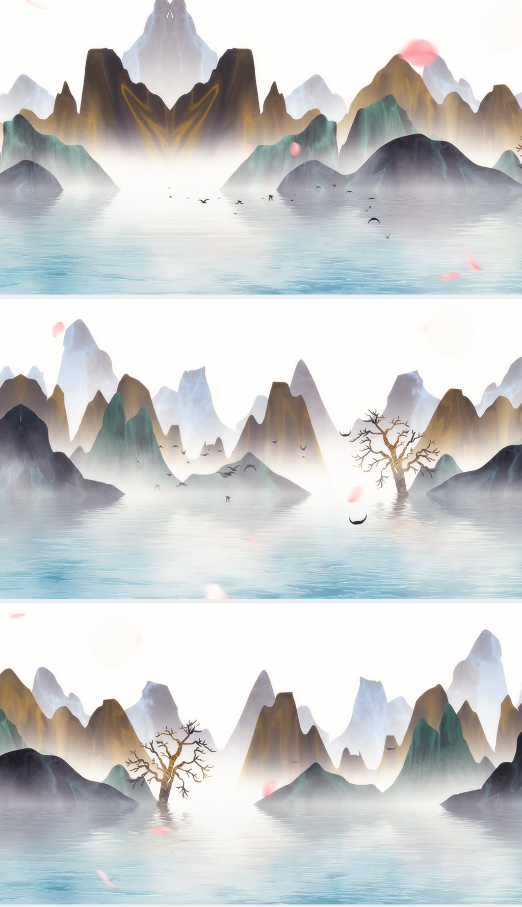 水墨中国风山水画渔舟唱晚led背景视频下载-编号23672209-led视频素材