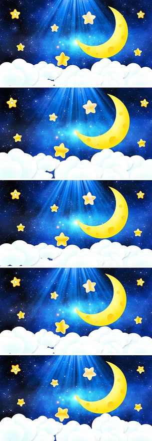 梦幻星空卡通月亮五角星LED背景视频_02