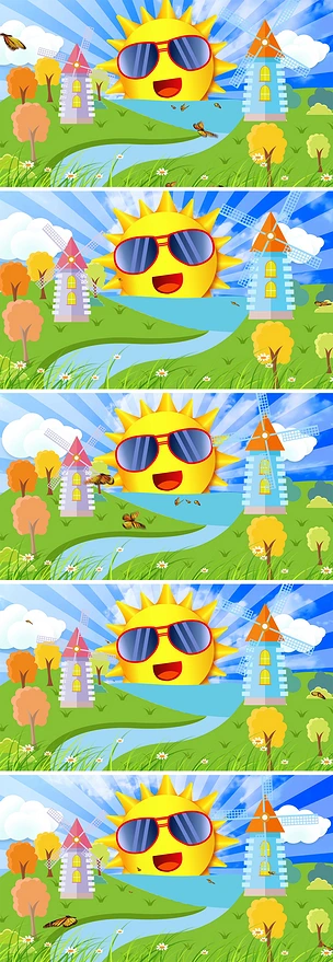 卡通幼儿大风车太阳六一儿童节LED背景视频