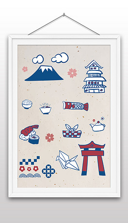 手绘日本文化插画设计矢量图免扣素材