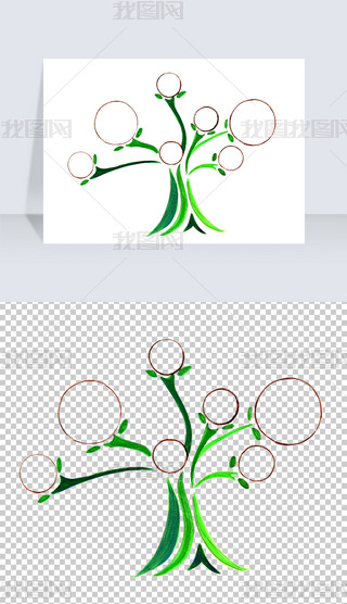 大树照片墙手绘相框png