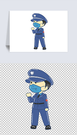 戴口罩步骤免抠元素|武汉加油戴口罩的警察png免扣素材