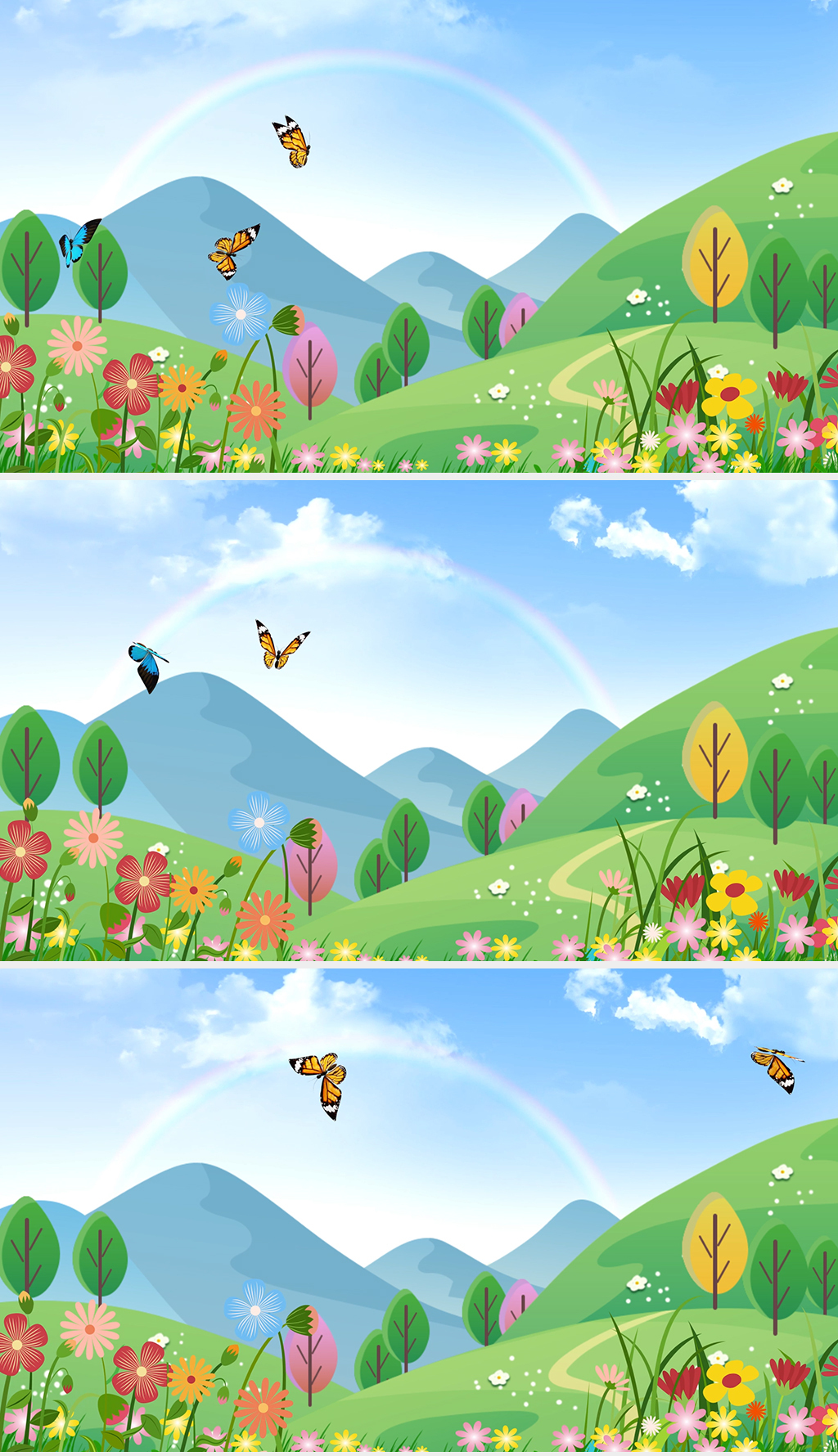 卡通唯美清新大自然森林蝴蝶鲜花led舞台背景视频