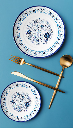 原创新中式青花瓷古典花纹餐盘菜盘子图案设计版权可商用