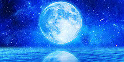 蓝色星空粒子月亮海面海上生明月led视频
