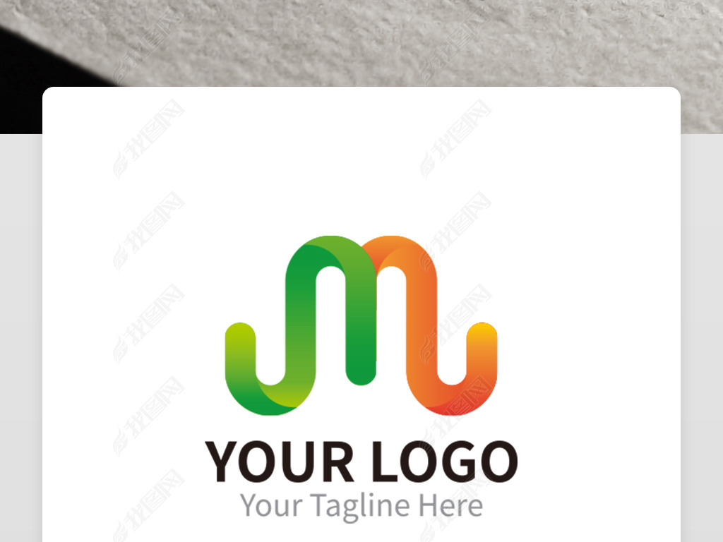 简洁m字母logo设计