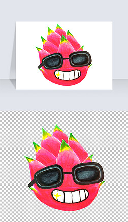 水果表情火龙果png
