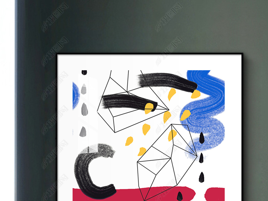 线条抽象艺术色块波普涂鸦现代简约时尚下载-编号23688746-抽象装饰画