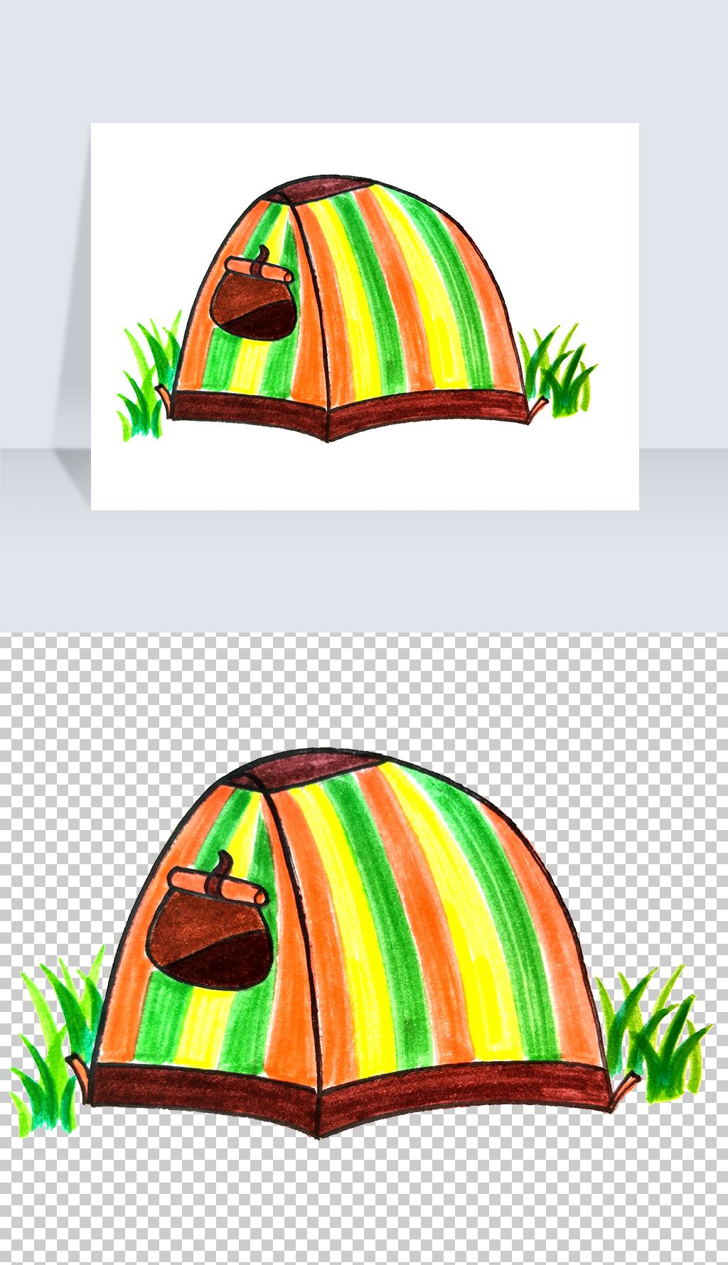 手绘帐篷野外帐篷png