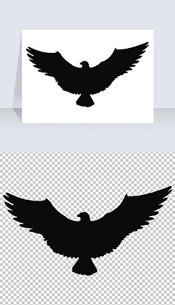 手绘老鹰展翅剪影png