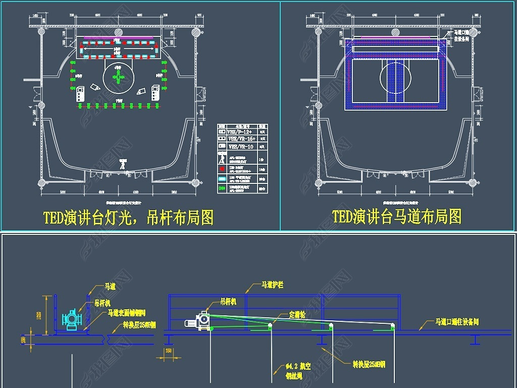 原创舞台灯光布置升降吊杆安装大样图版权可商用