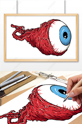 可爱的恐怖的眼睛矢量插画