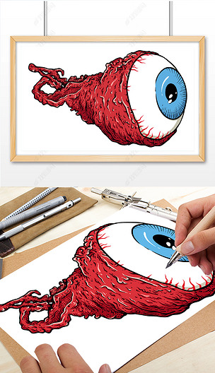 可爱的恐怖的眼睛矢量插画