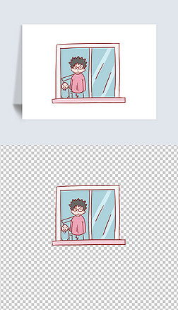 居家隔离免抠元素|居家隔离手绘卡通元素