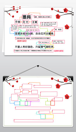 小学三年级上册简单易懂思维导图墨梅古诗小报模板