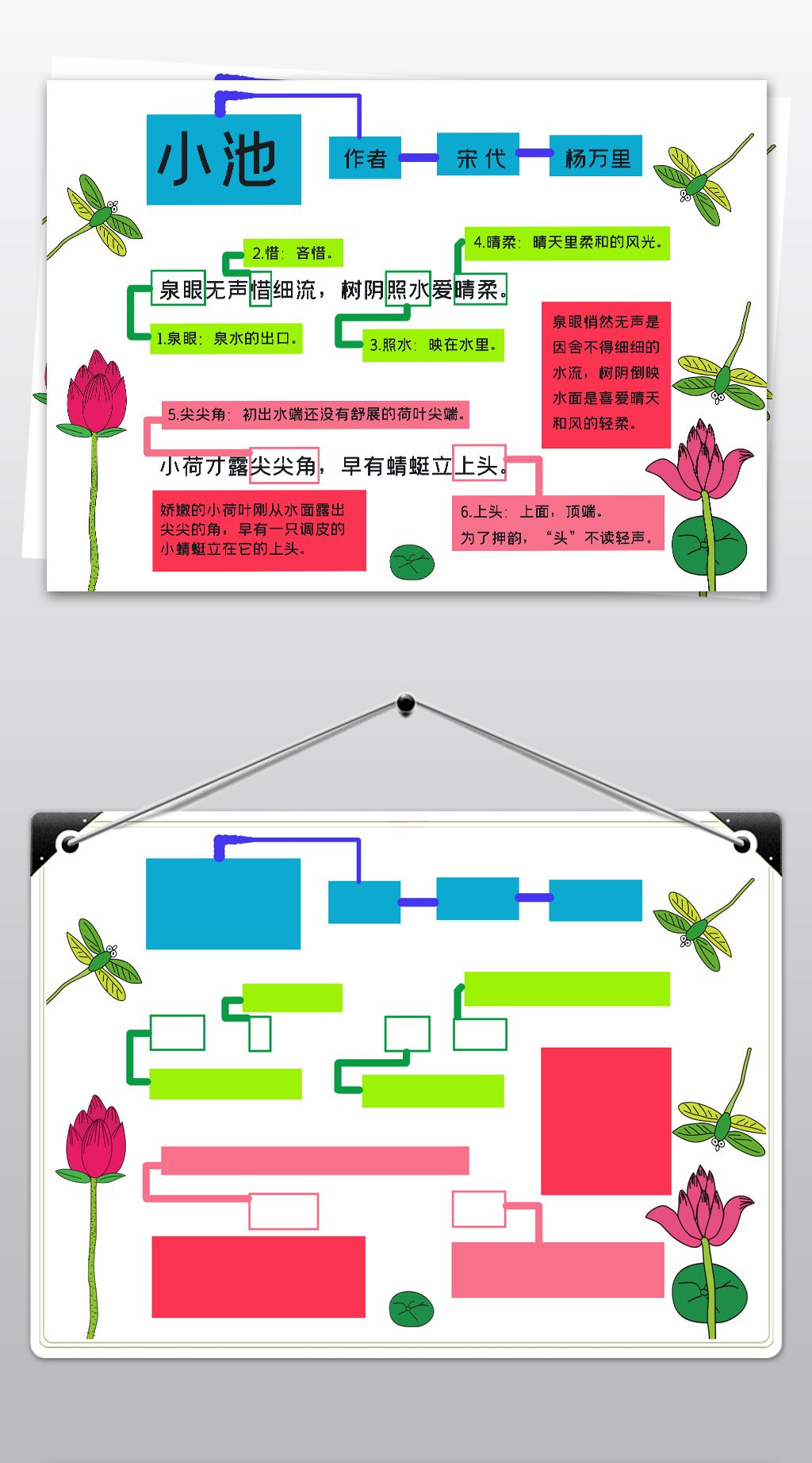 简单思维导图小池古诗小报手抄报模板