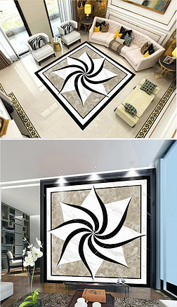 高清新款大理石螺旋花纹水刀地拼花